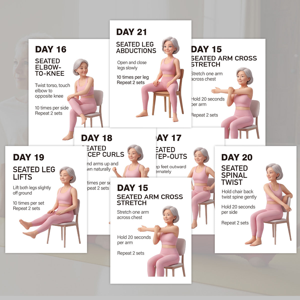 30 cards   training cards seniors chairs gentle
