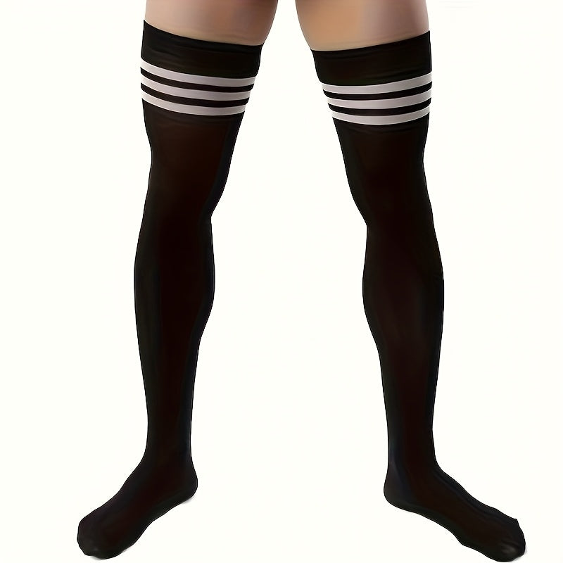mens velvet striped knee socks   xl football