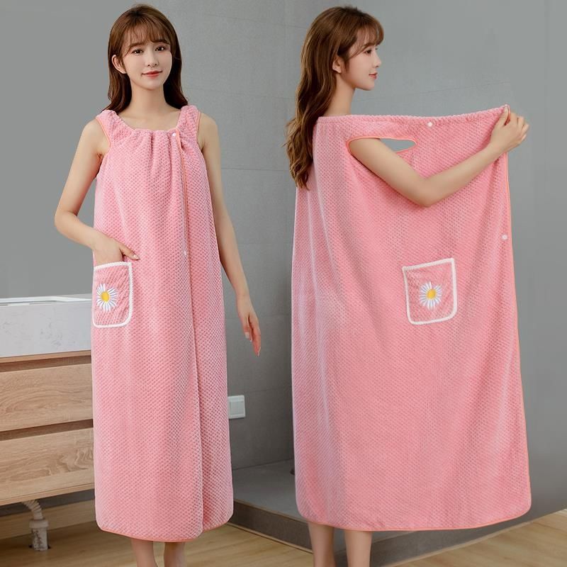 womens wearable pocket towel skirt non slip towel robe