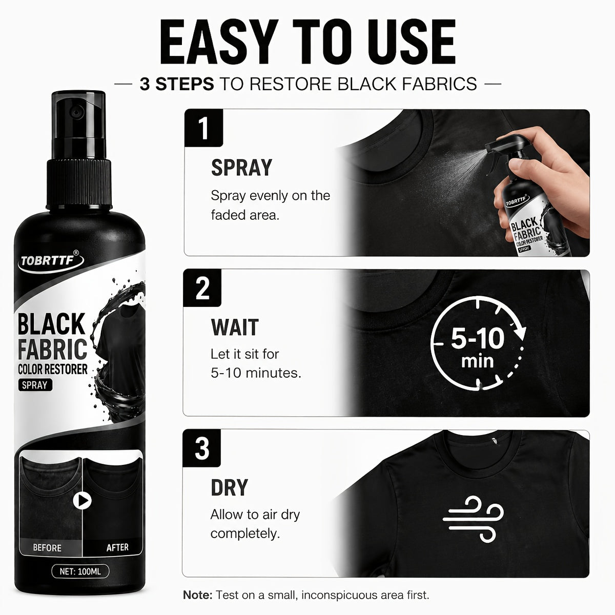 100ml black fabric color correction spray instant fade