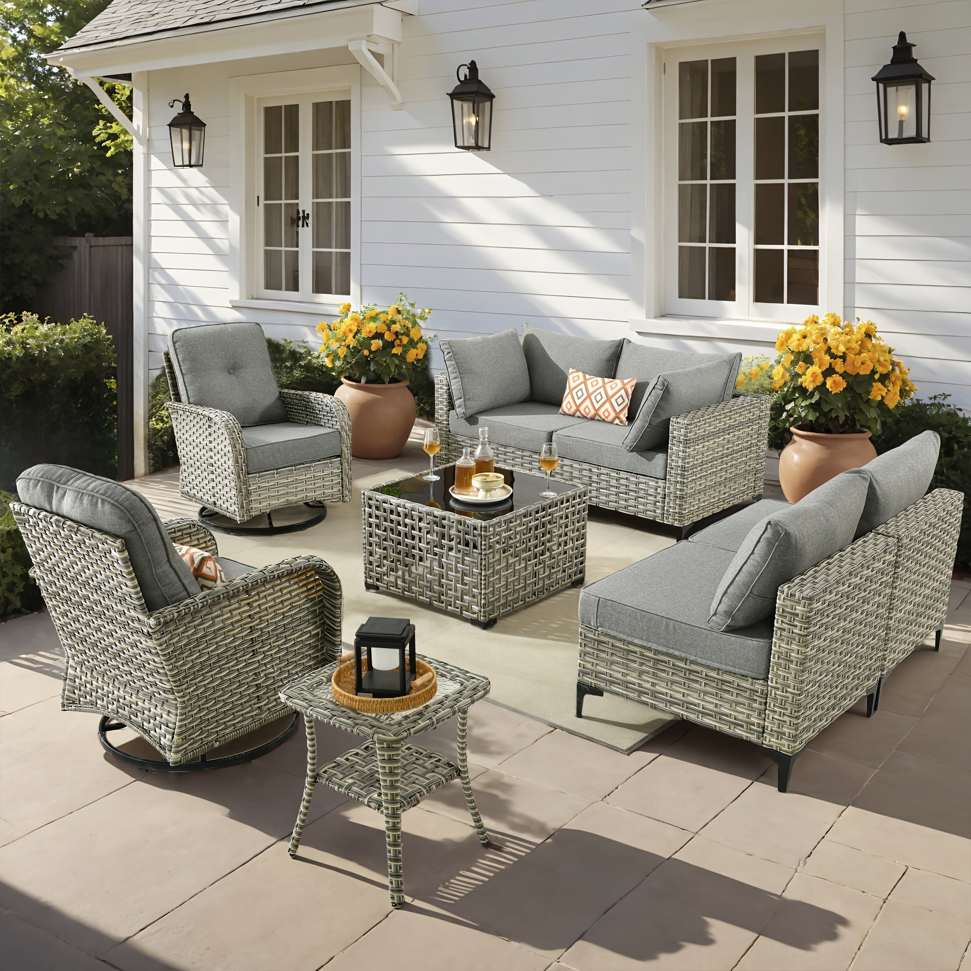 2 3 5 8 10pcs deep seat outdoor patio furniture set outside