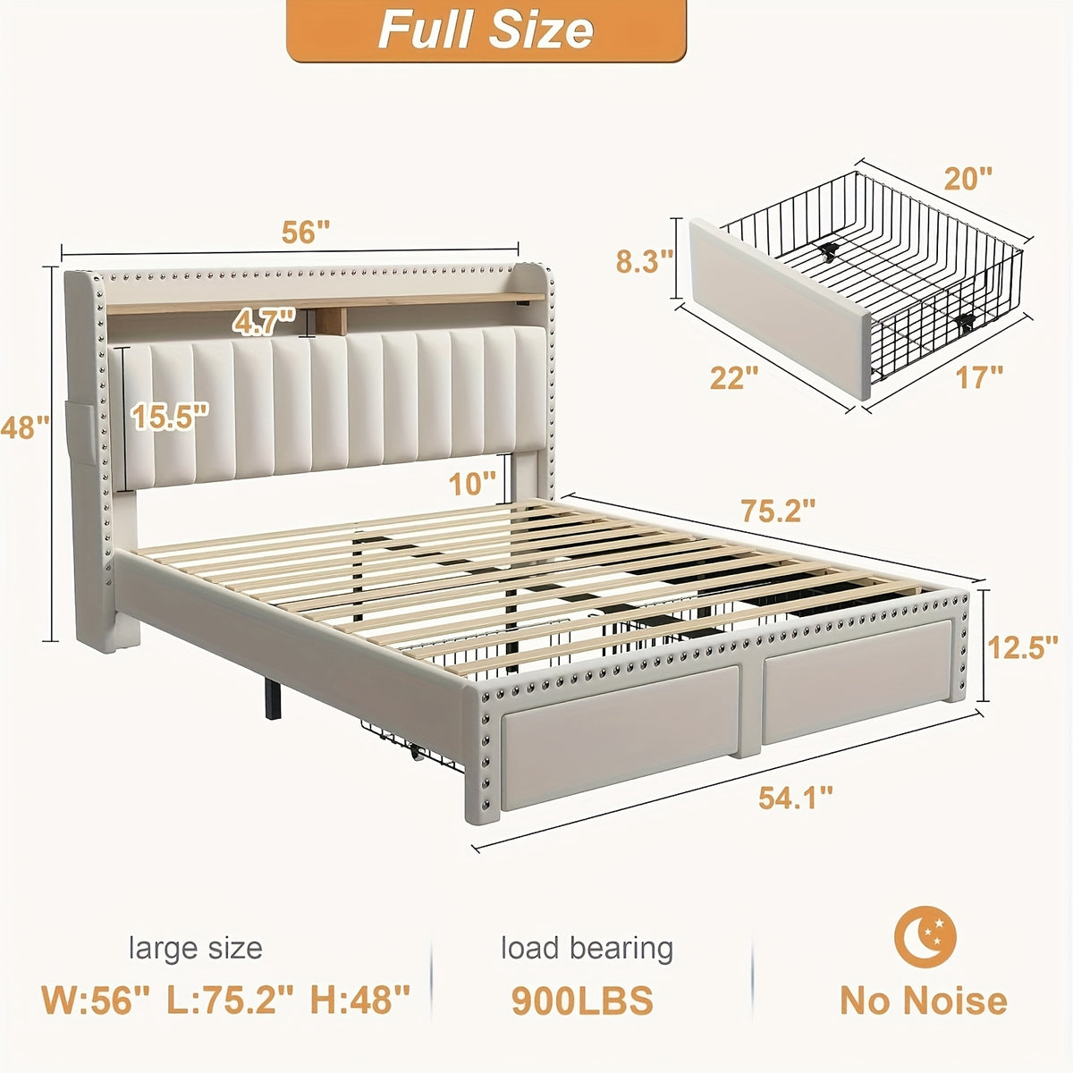 king size upholstered bed frame storage 2 tier headboard 2