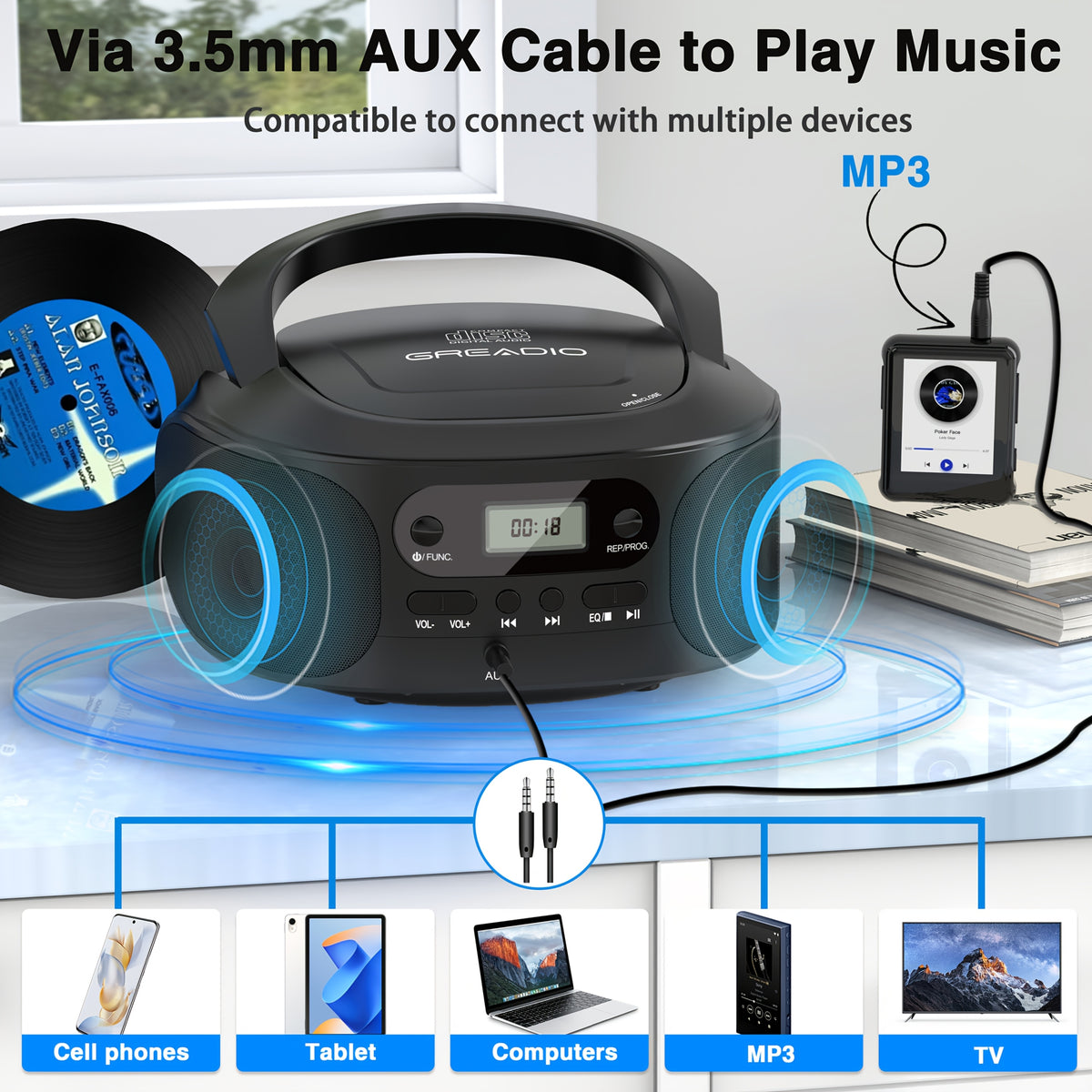 portable cd player boombox cd cd r cd rw compatible