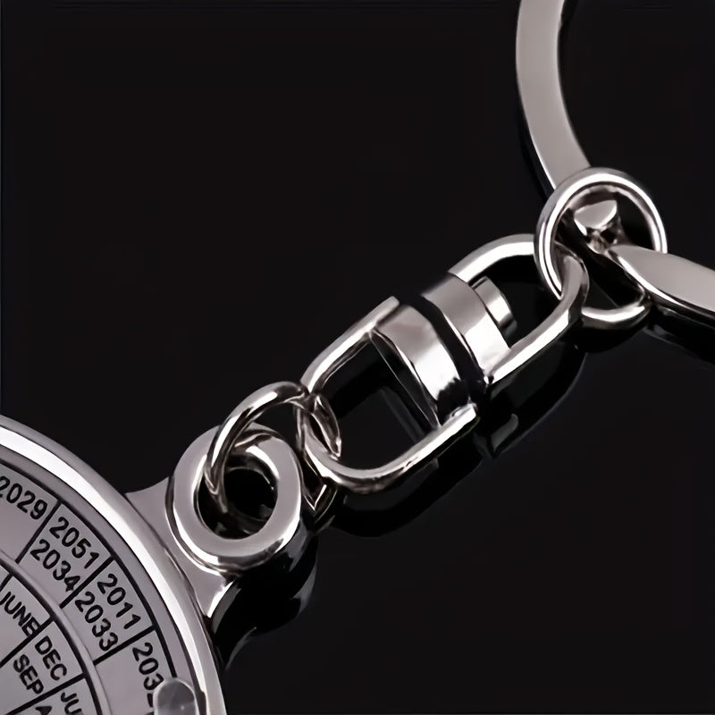 50 year perpetual calendar keyring silvery colored alloy