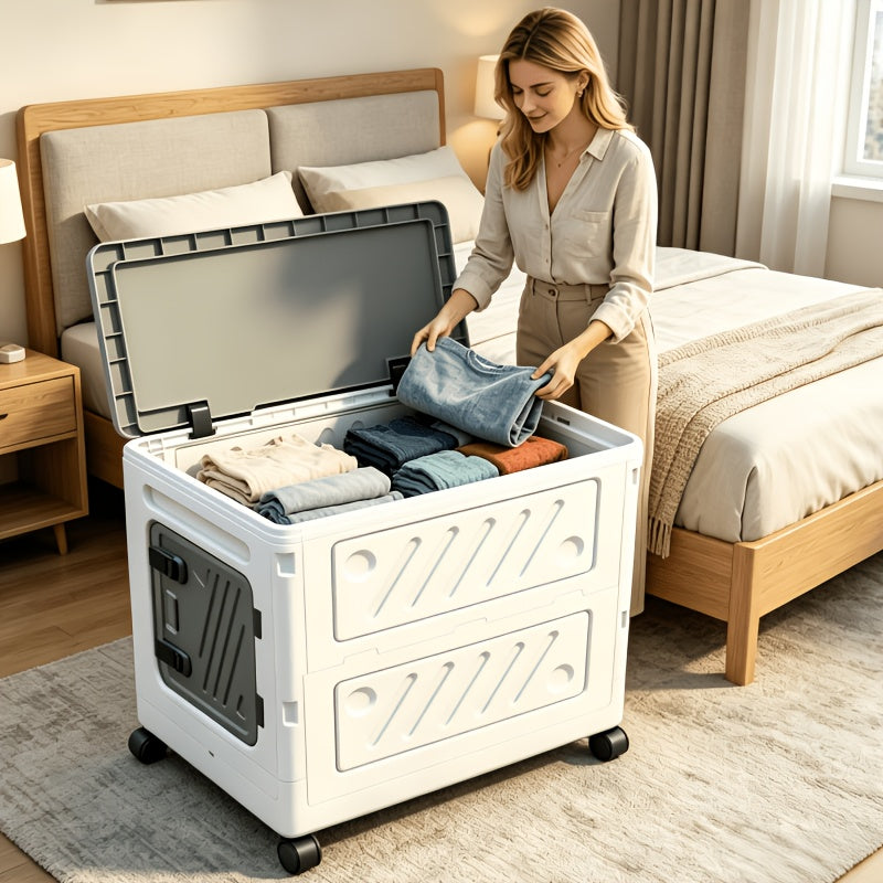 large capacity foldable wheeled storage box 4 wheels 23 6 19