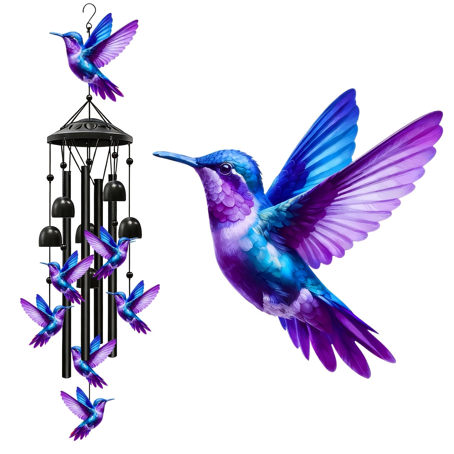 hummingbird wind chimes outside deep tone memorial