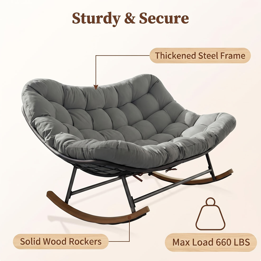 oversized double papasan rocking chair large curved seat
