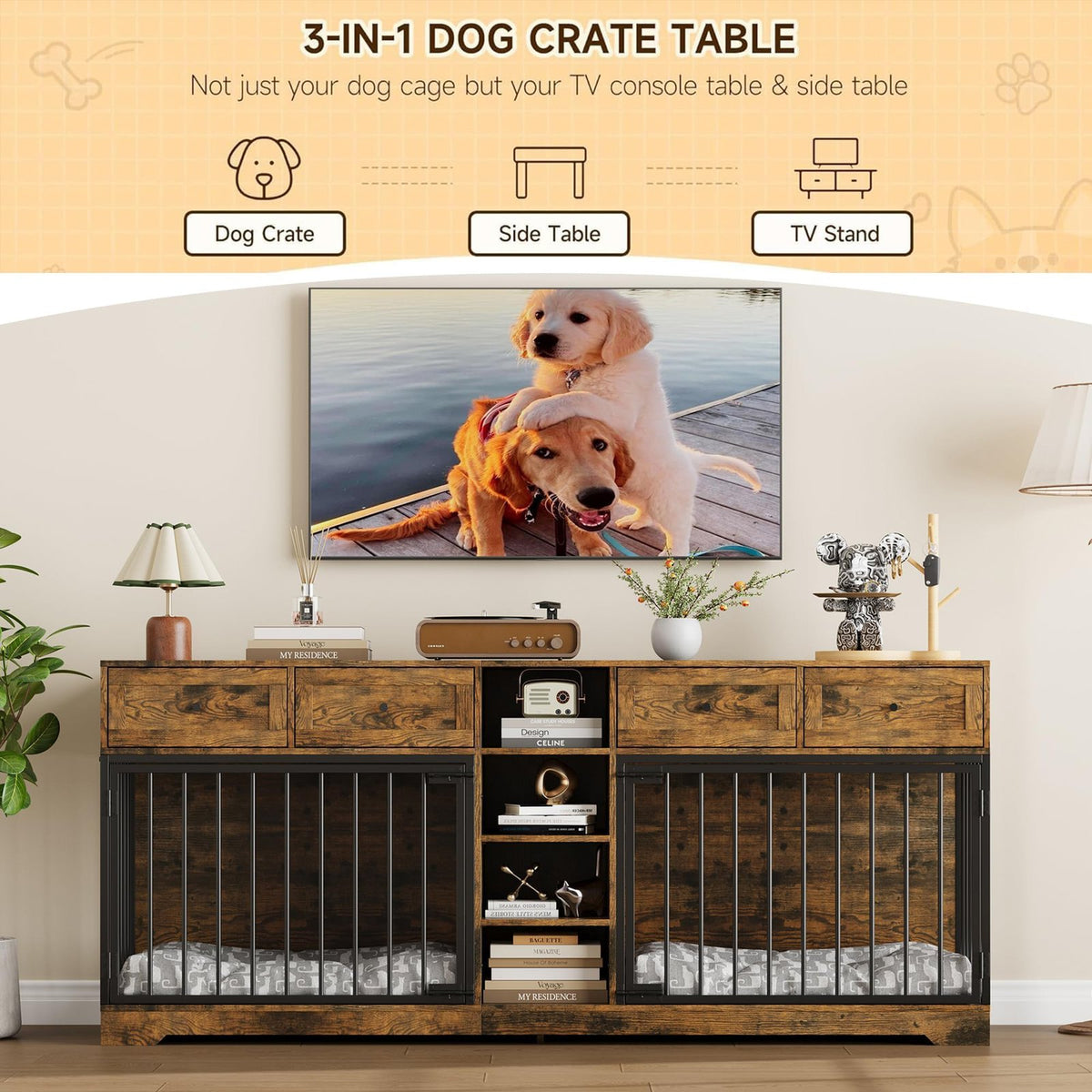 large heavy duty dual crate dog kennel furniture suitable 2