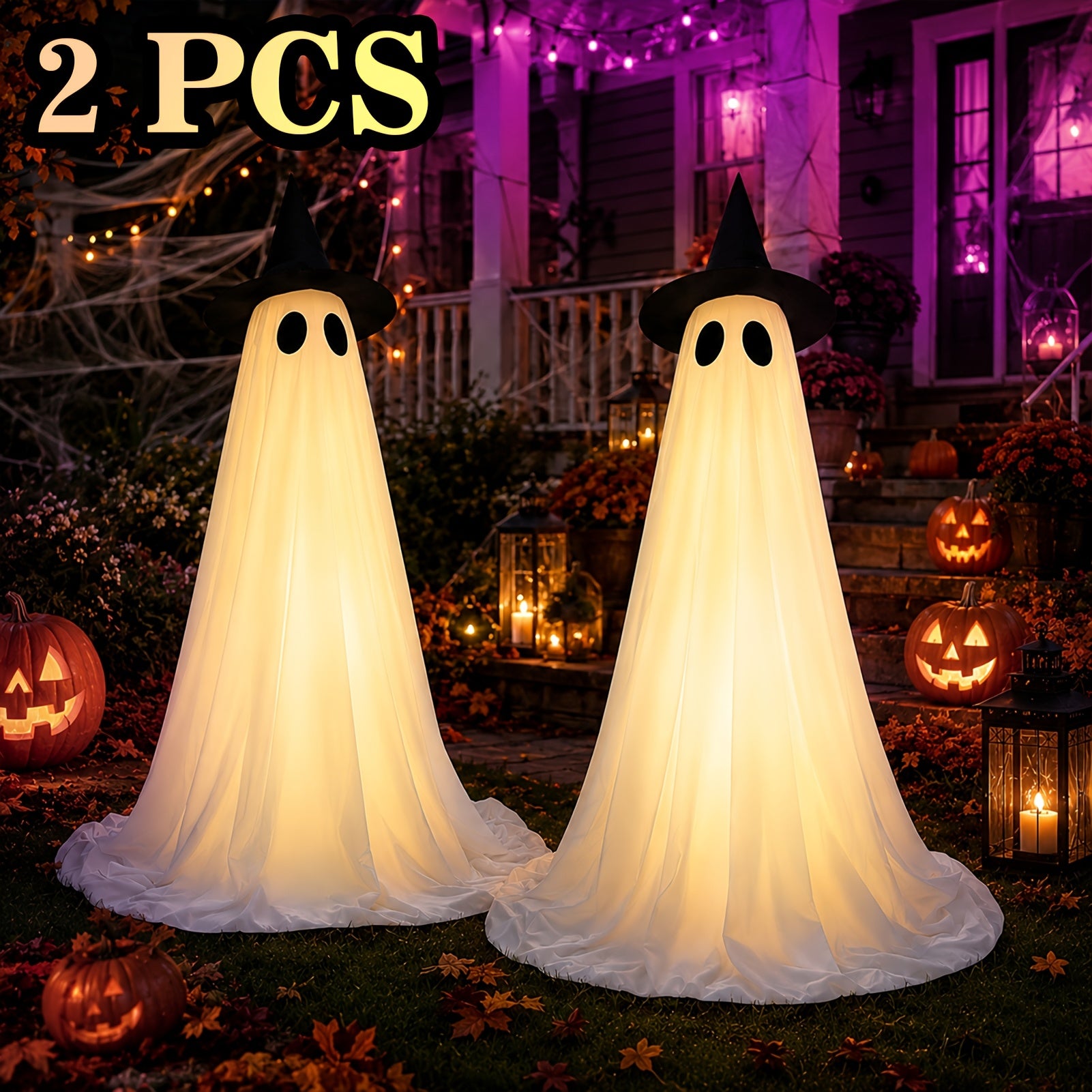2pcs outdoor halloween decorations large lighted decor set