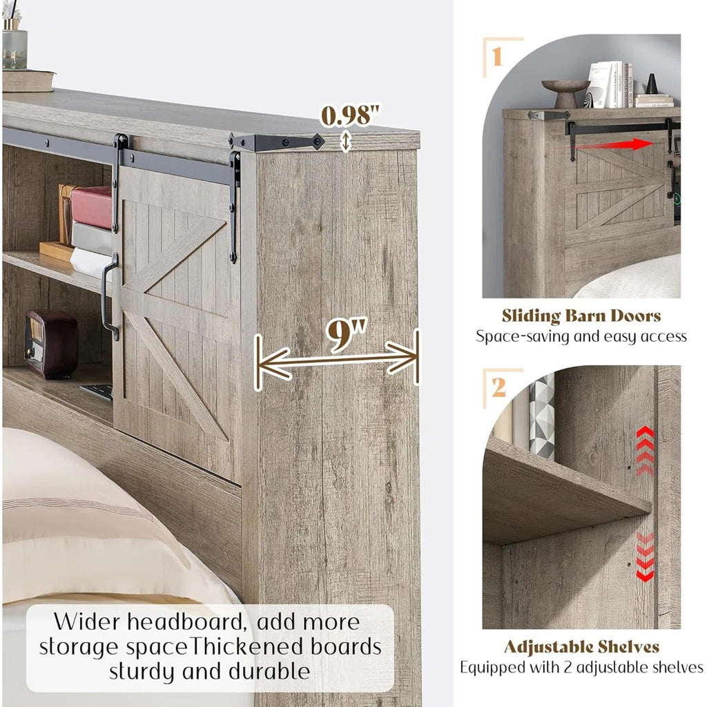 farmhouse bedroom set bed sliding barn doors bookcase