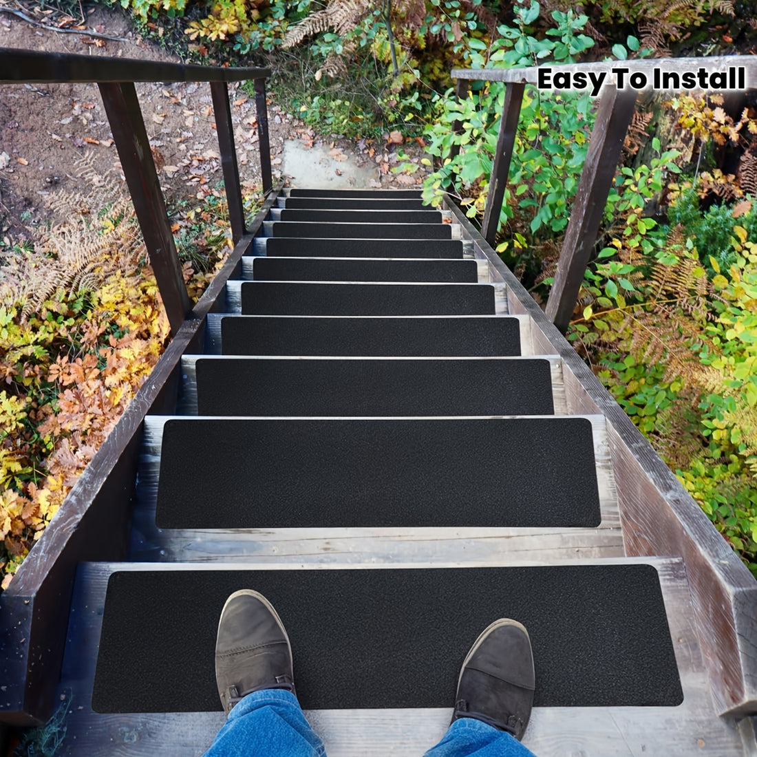 set 6 pre cut rubber anti slip stair tread tape