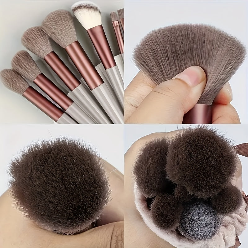 a set 13 makeup brushes including a portable storage bag