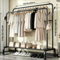 heavy duty metal double pole garment rack rolling wheels