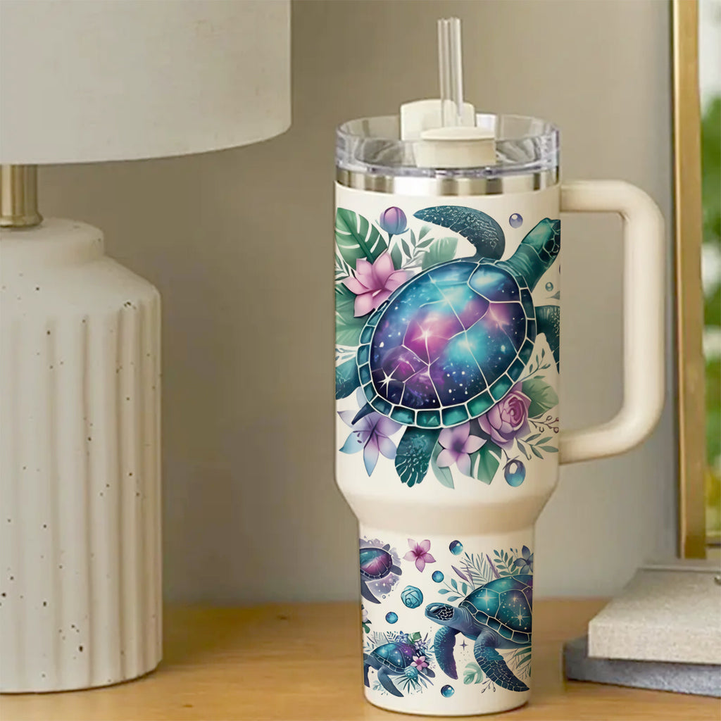 set 2 creative sea turtle pattern detachable cup stickers