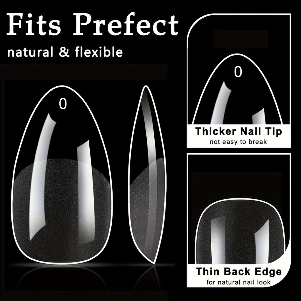 240pcs short almond nail tips clear nail tips pre shaped