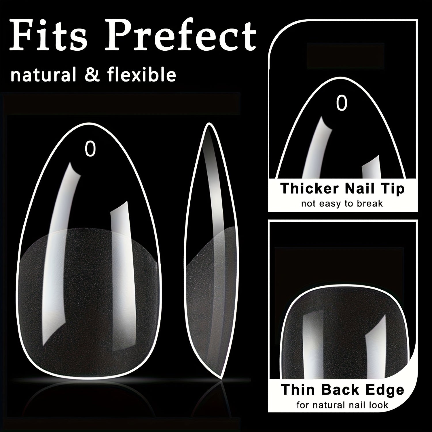 240pcs short almond nail tips clear nail tips pre shaped