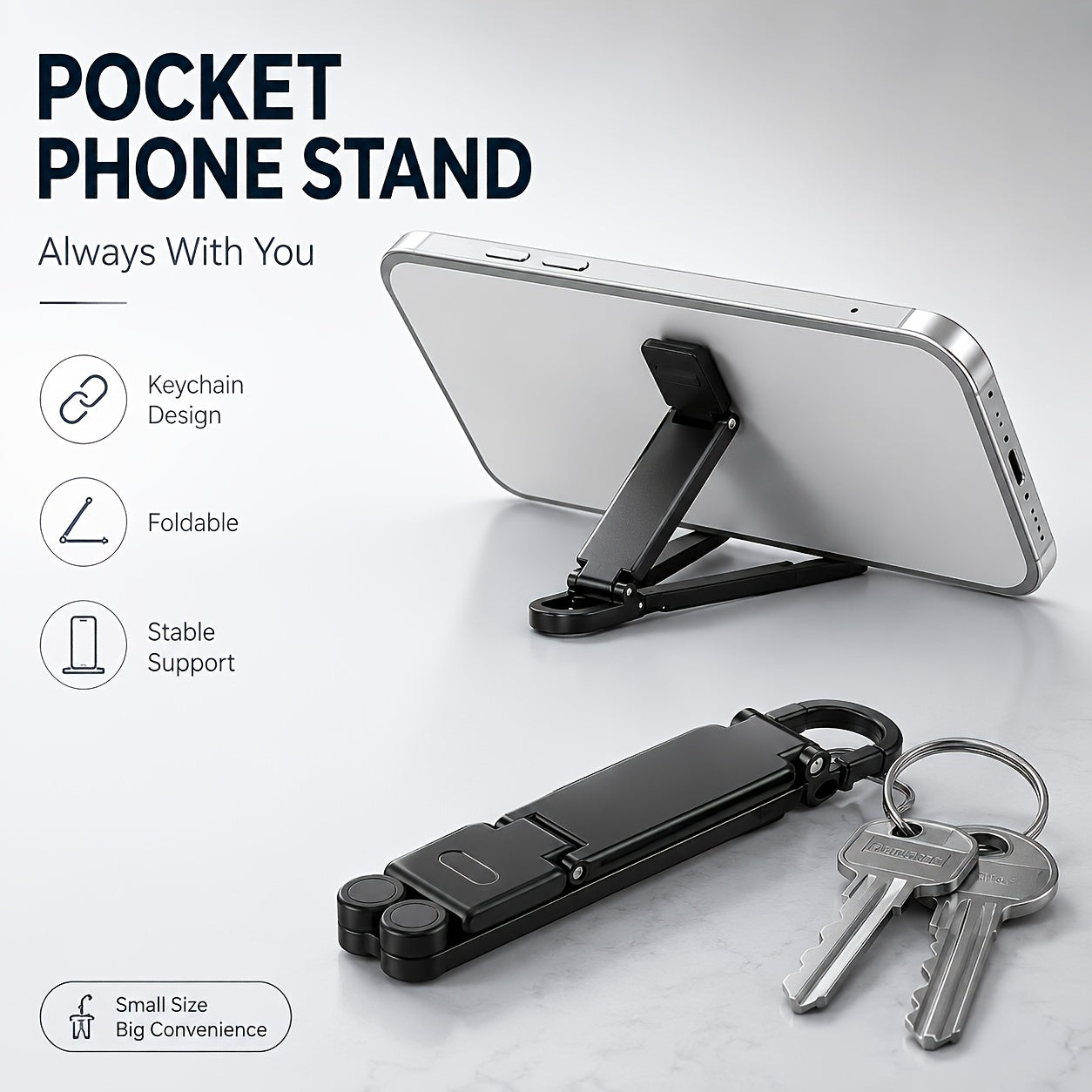 foldable mini keychain phone stand spring hook portable