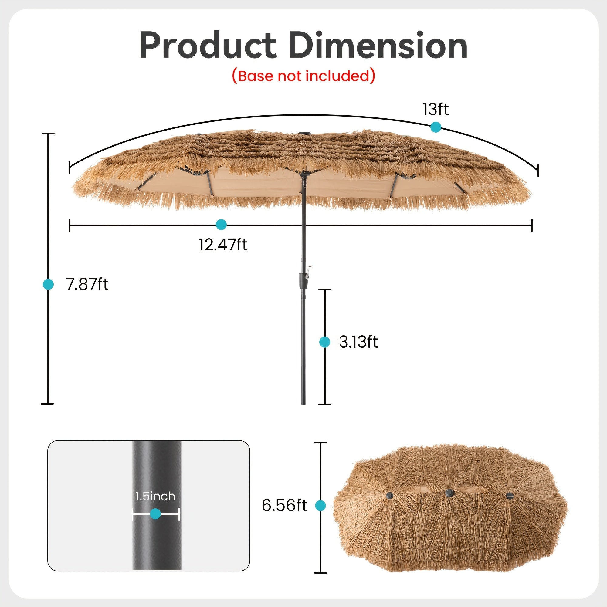 13ft triple head   thatch patio umbrella