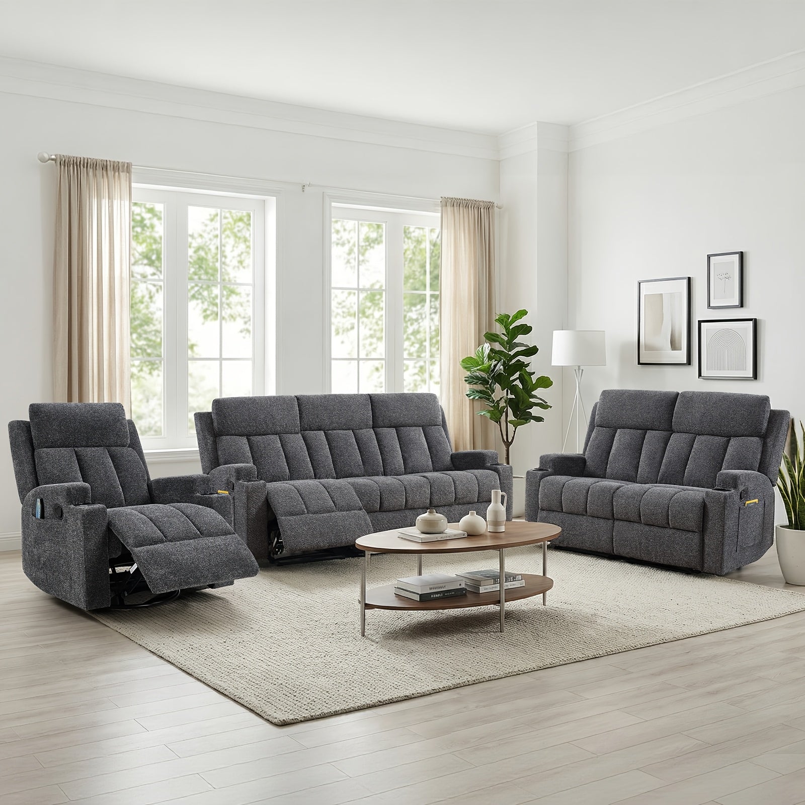 1pc 3pcs manual recliner living room set 1 seater 2 seater 3