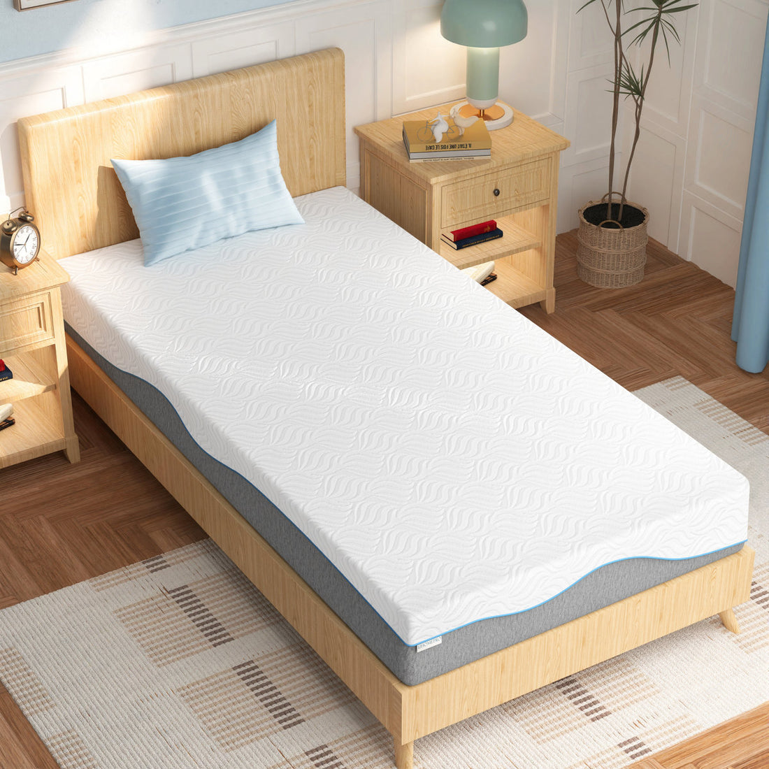 8 Inch Gel Memory Foam Mattress – Twin – Cooling Egg Crate Airflow – Medium Firm – Fiberglass Free – Removable Washable Cover – Certipur-US Certified – Bed In A Box