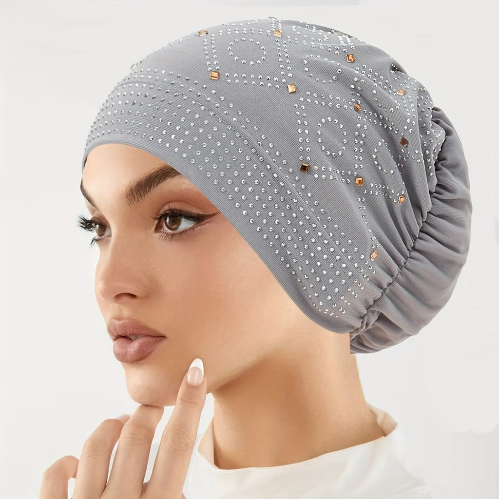 womens fashionable encrusted headscarf hat   hat