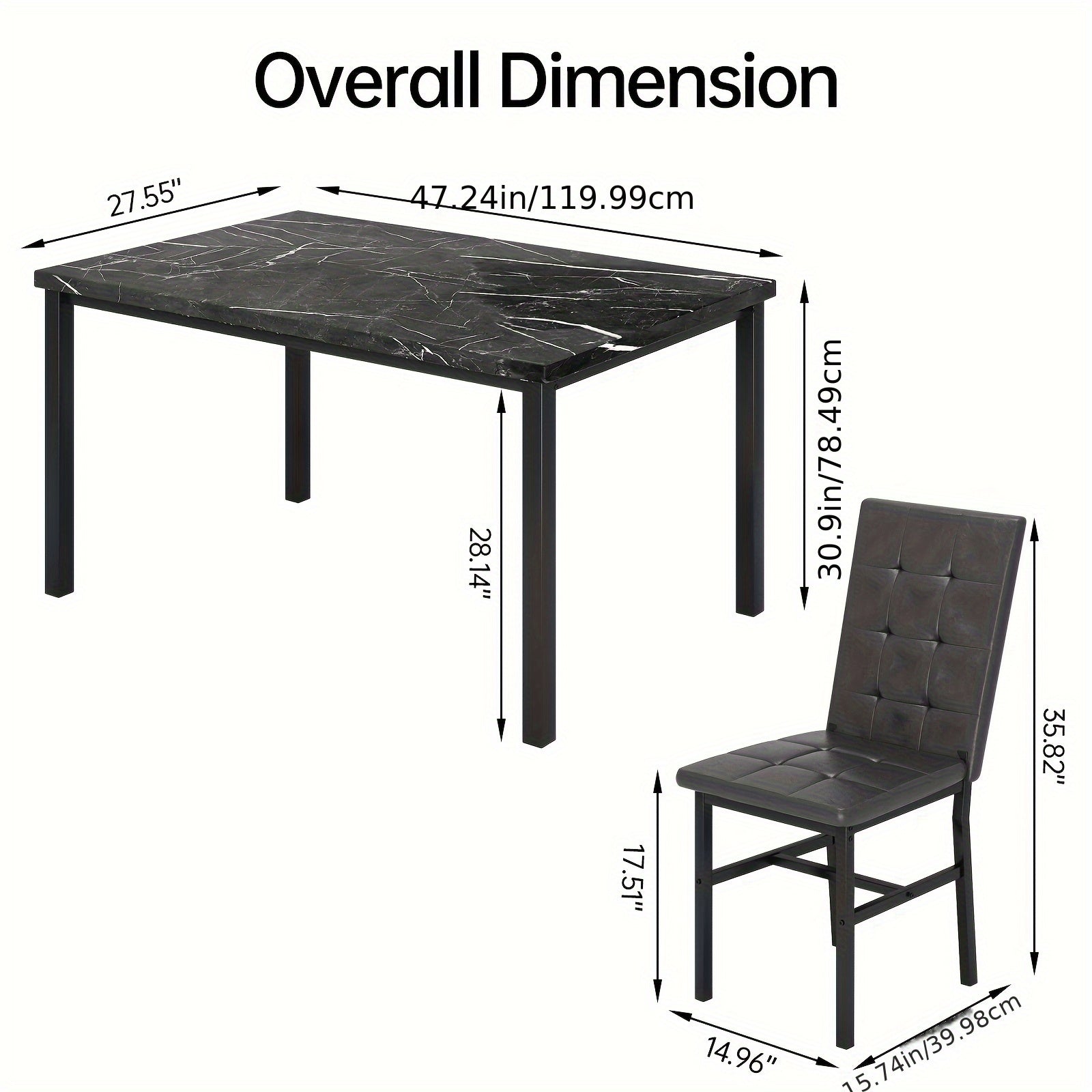 modern 5pcs   marble dining table set upholstered pu