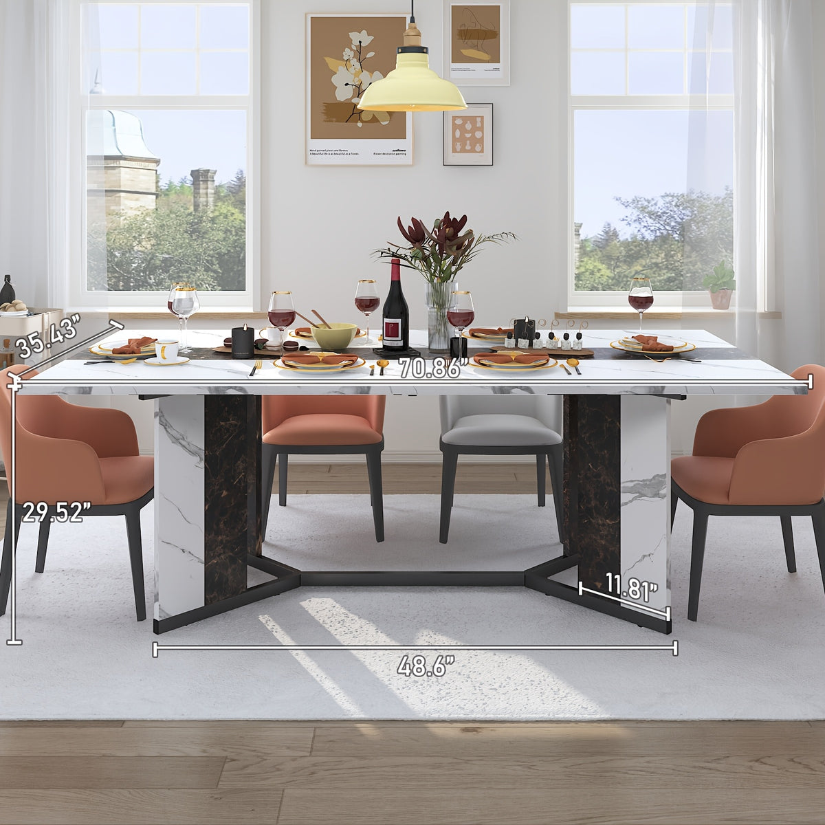 71 rectangle modern dining table office   room