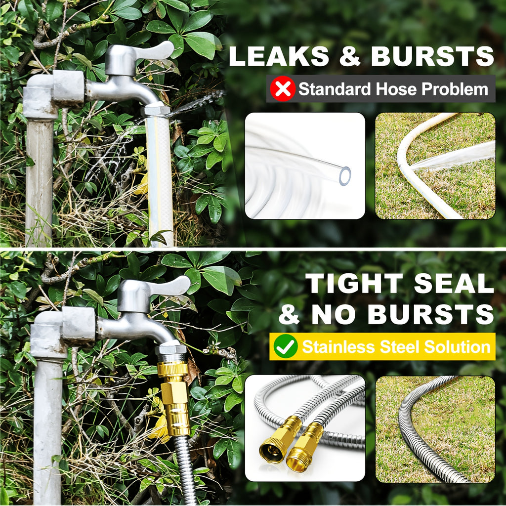 lovfen stainless steel metal garden hose kit heavy duty