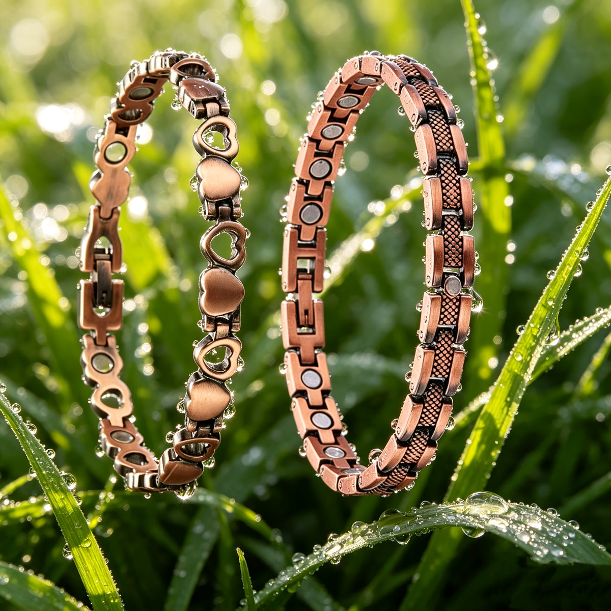 2pcs set womens copper magnetic anklets   a free size
