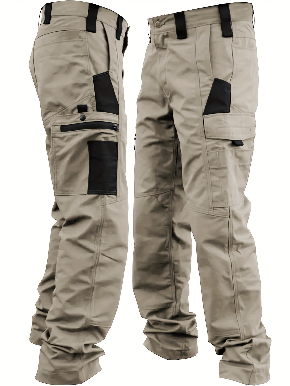 mens cargo pants multi functional pockets zipper closures