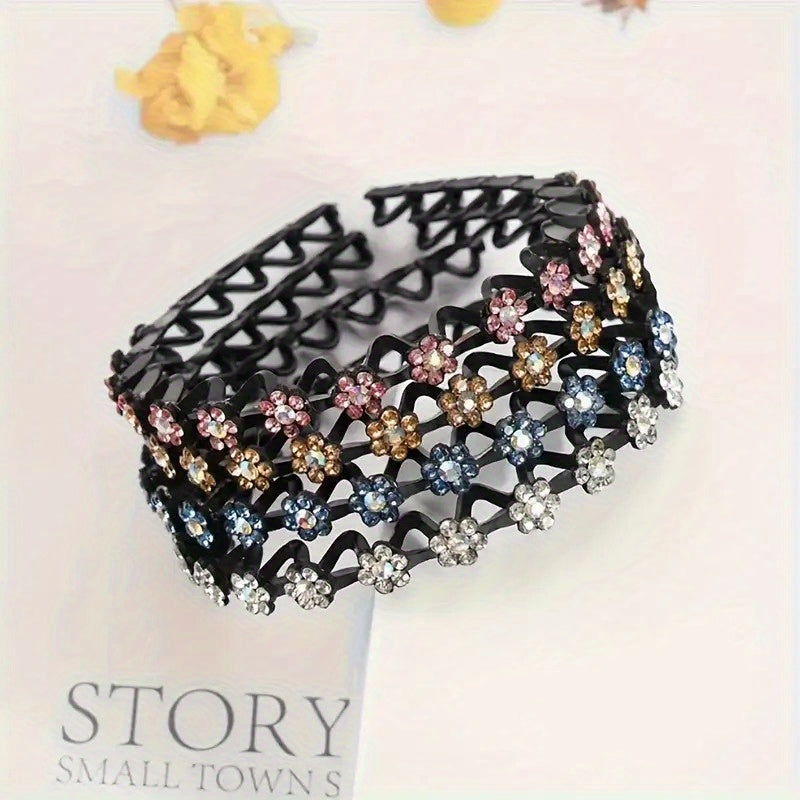 4pcs womens hair tie hair rope inlaid rhinestones beaded