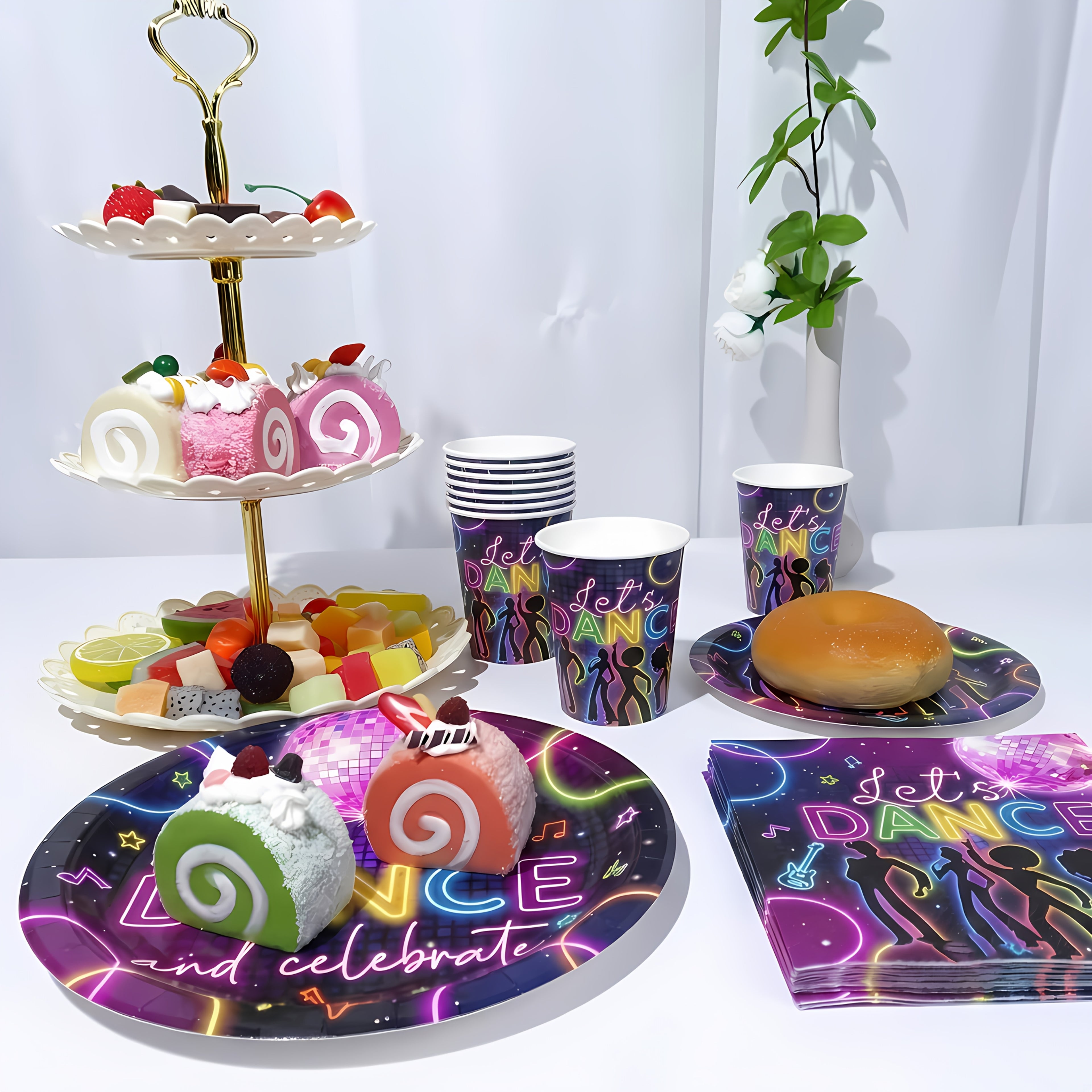 120pcs pcs retro disco party tableware set suitable 20