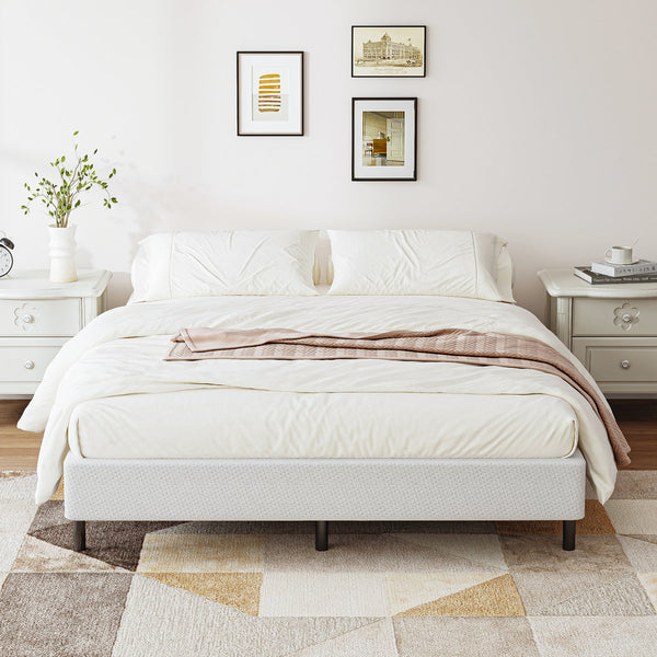 9" High Profile Metal Box Spring with Fabric Cover, Heavy Duty Mattress Foundation, Easy Assembly, Queen Size