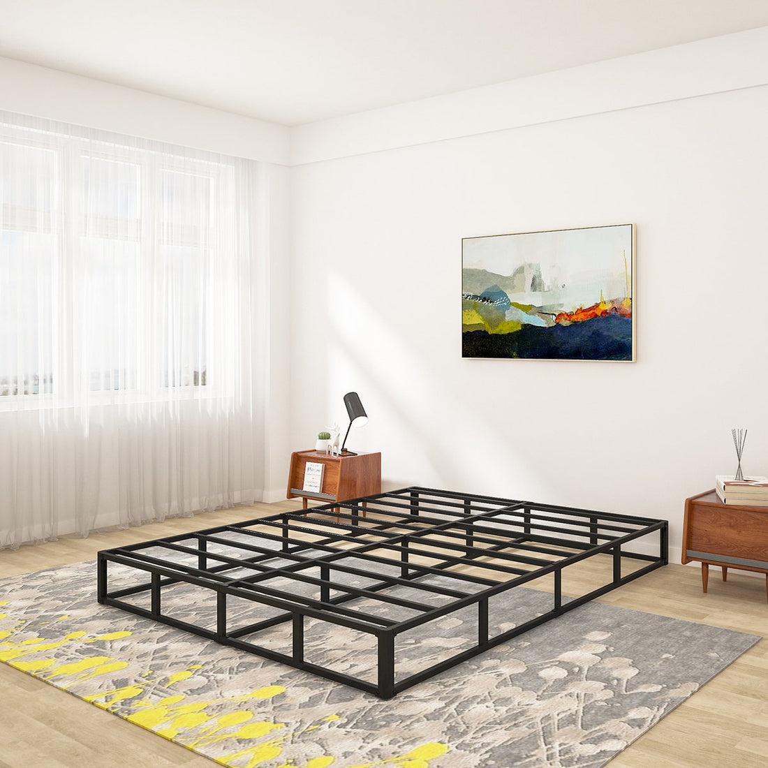 9'' Metal Box Spring With Frabric Cover,  Metal Frame Heavy Duty Easy Assembly