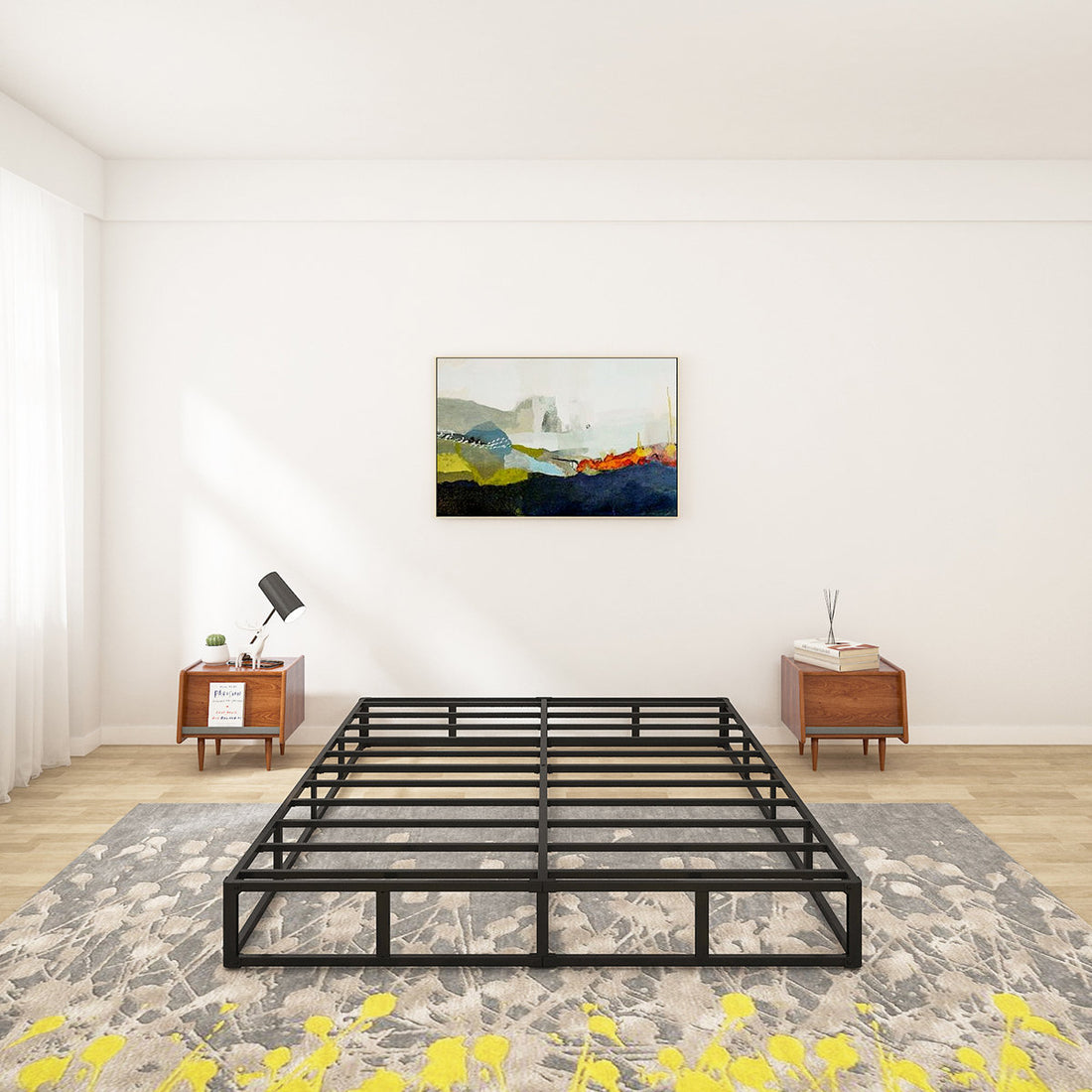 9'' Metal Box Spring With Frabric Cover,  Metal Frame Heavy Duty Easy Assembly
