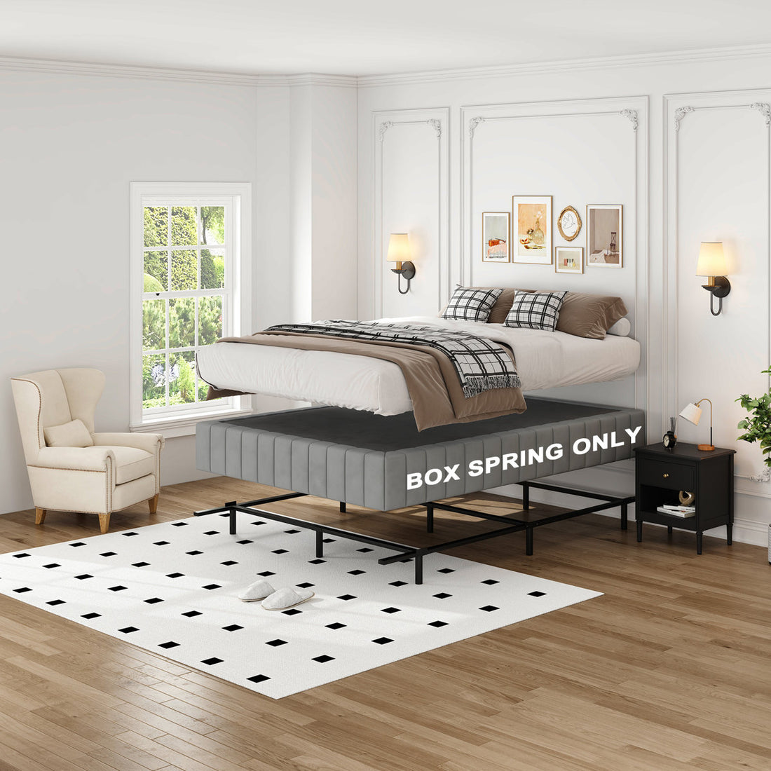 9 Inch High Profile Metal Box Springs With Upholstered Fabric Cover