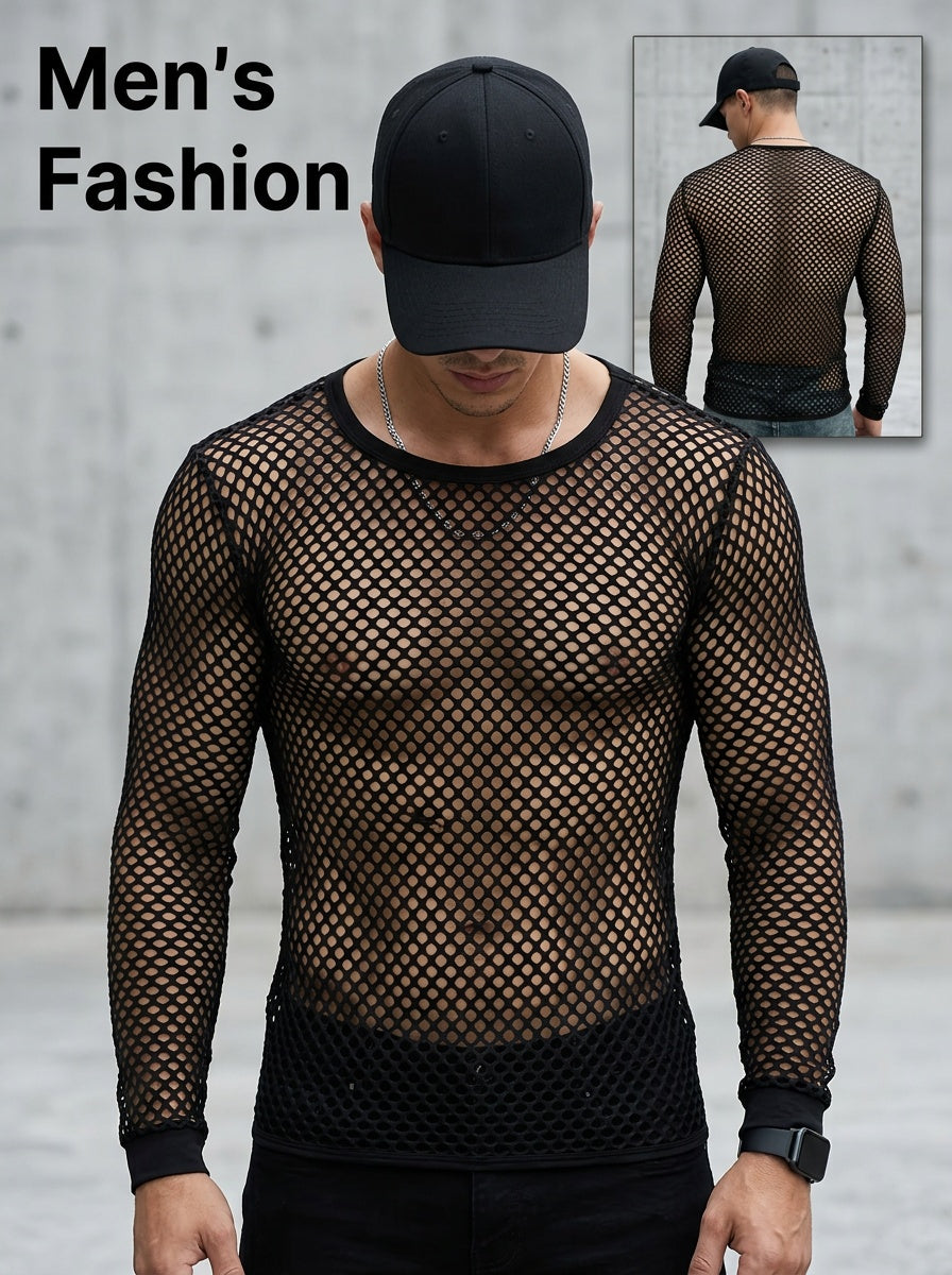 mens long sleeve sheer t shirt fitness breathable