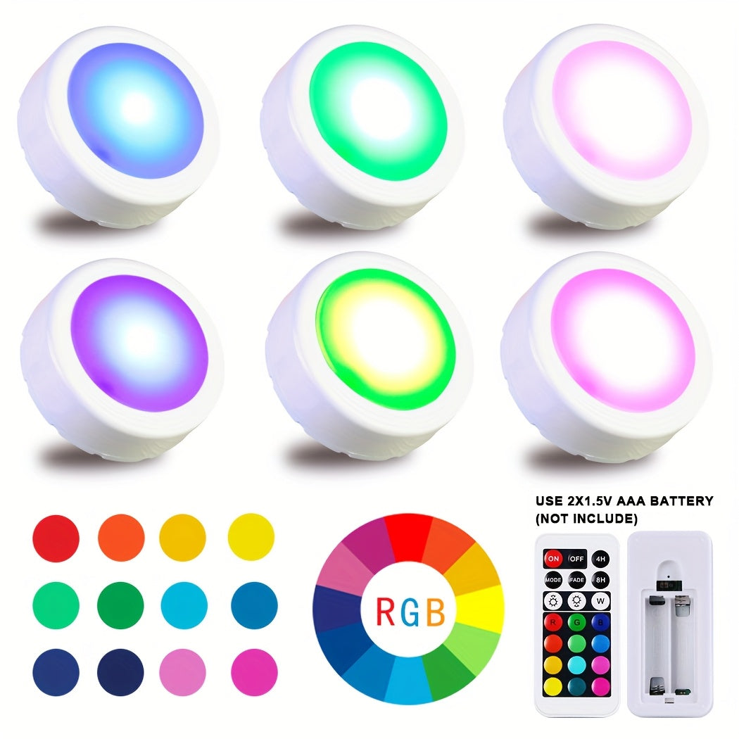 set six multicolored cabinet lights featuring remote control