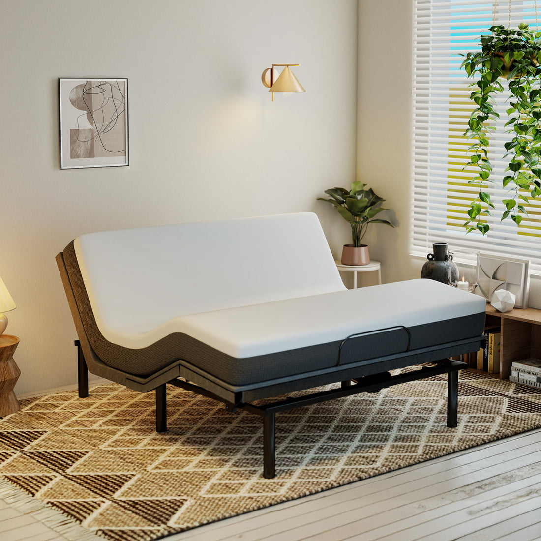 Adjustable Bed Frame, Electric Bed with Wireless Remote, Head and Foot Incline