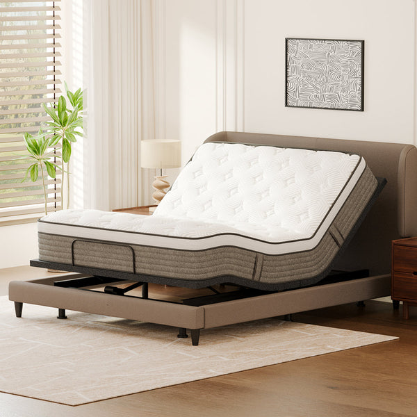 Adjustable Bed With 14”dual Foam Hybrid Mattress-zero Gravity, Massage And Wireless Remote, Underbed Light