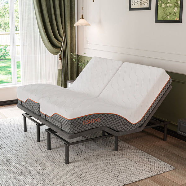 Adjustable Bed with 14" Hybrid Mattress, Massage, Wireless Remote, App Control, Zero Gravity, Underbed Light, USB & Type C Ports on both sides