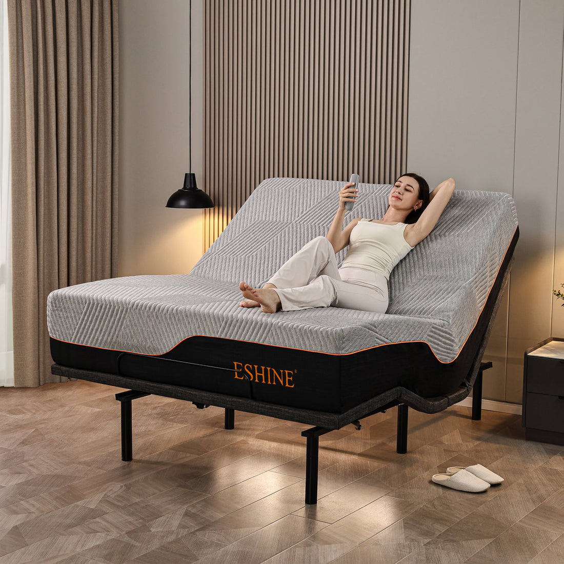 Adjustable Bed with 14" Mattress, Massage, Wireless Remote, App Control, Zero Gravity, Underbed Light, USB & Type C Ports on both sides