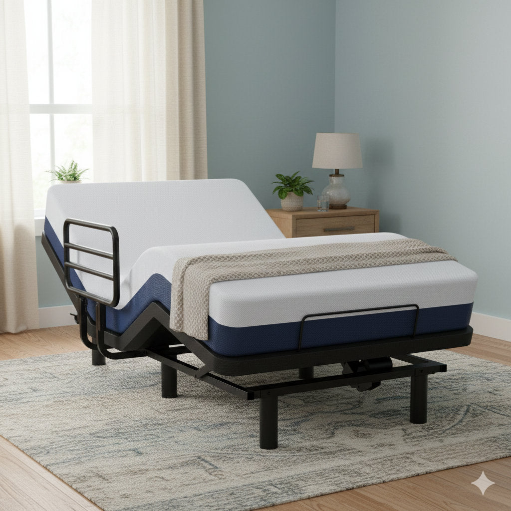 Adjustable Twin XL Bed Frame With Safety Rails, Electric Ergonomic Design For Comfort, Ideal For Home Care As A Hospital Bed For Home Use