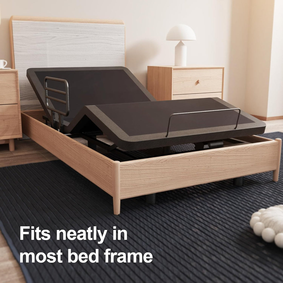 Adjustable Twin XL Bed Frame With Safety Rails, Electric Ergonomic Design For Comfort, Ideal For Home Care As A Hospital Bed For Home Use