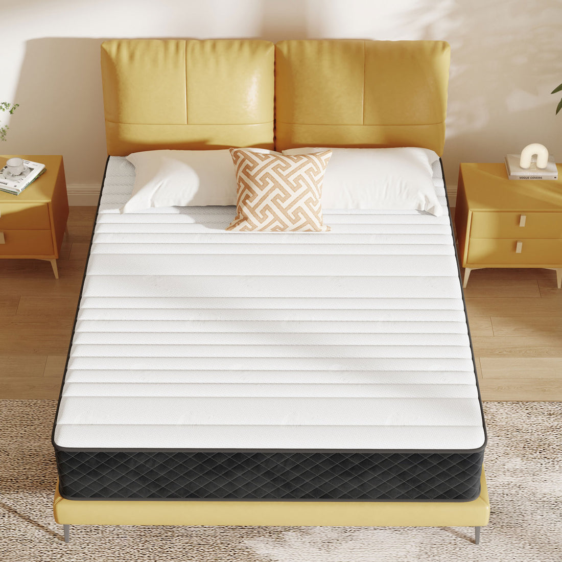 Alwyn Home 10 in Queen Mattress Pillow Top Hybrid Mattress in a box Medium Firm Mattress with Pressure Relief,Low Motion Transfer,CertiPUR-US Certified