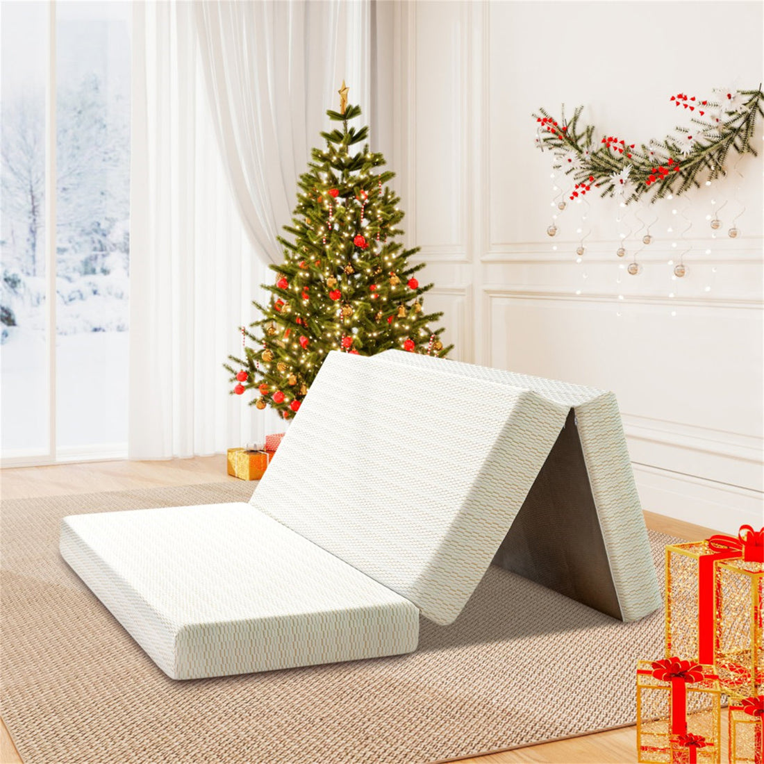 Alwyn Home & Bundaberg Foldable  6'' Memory Foam Folding Murphy Bed Mattress With Washable Cover for Camping