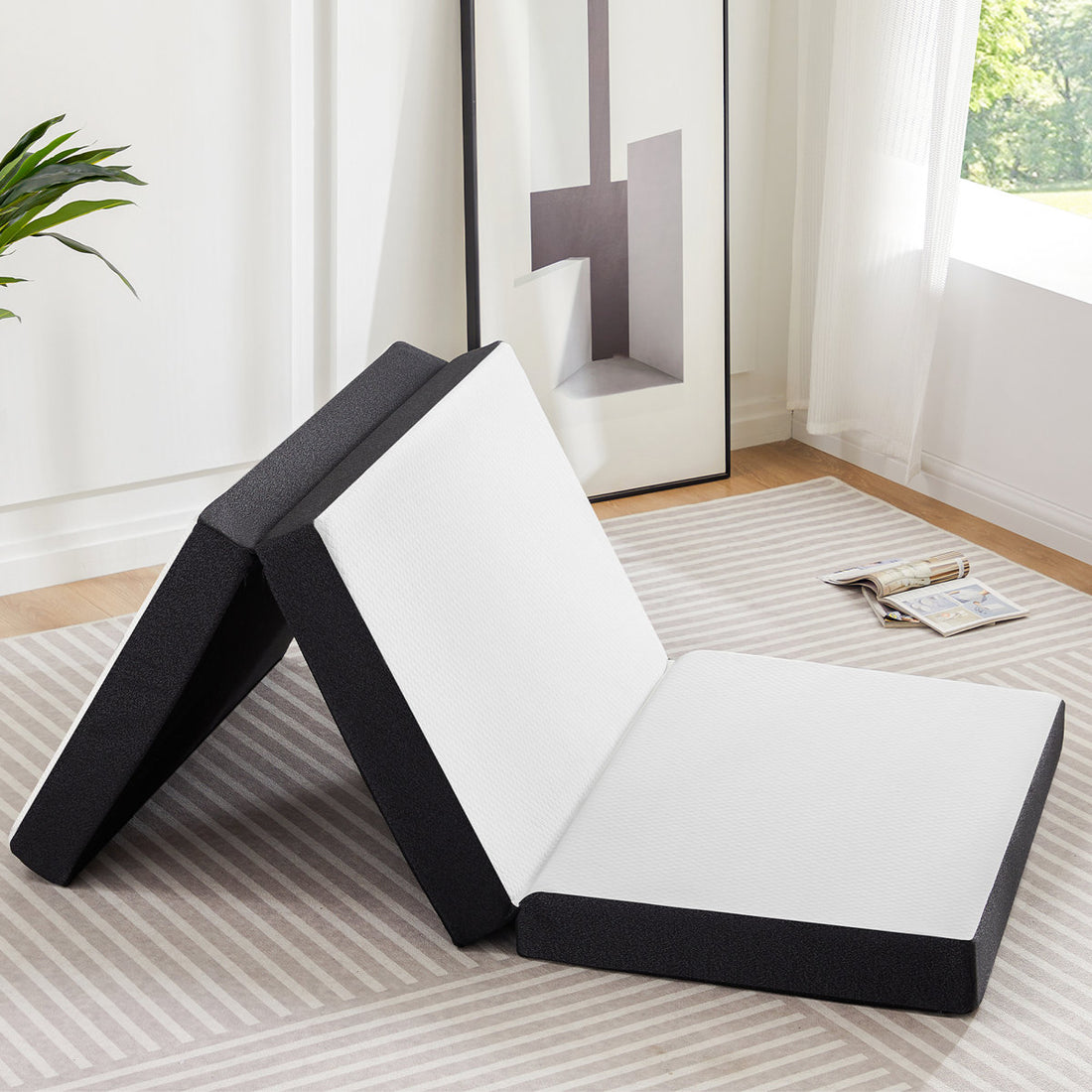 Alwyn Home Portable Tri Folding Medium Gel Memory Foam Mattress