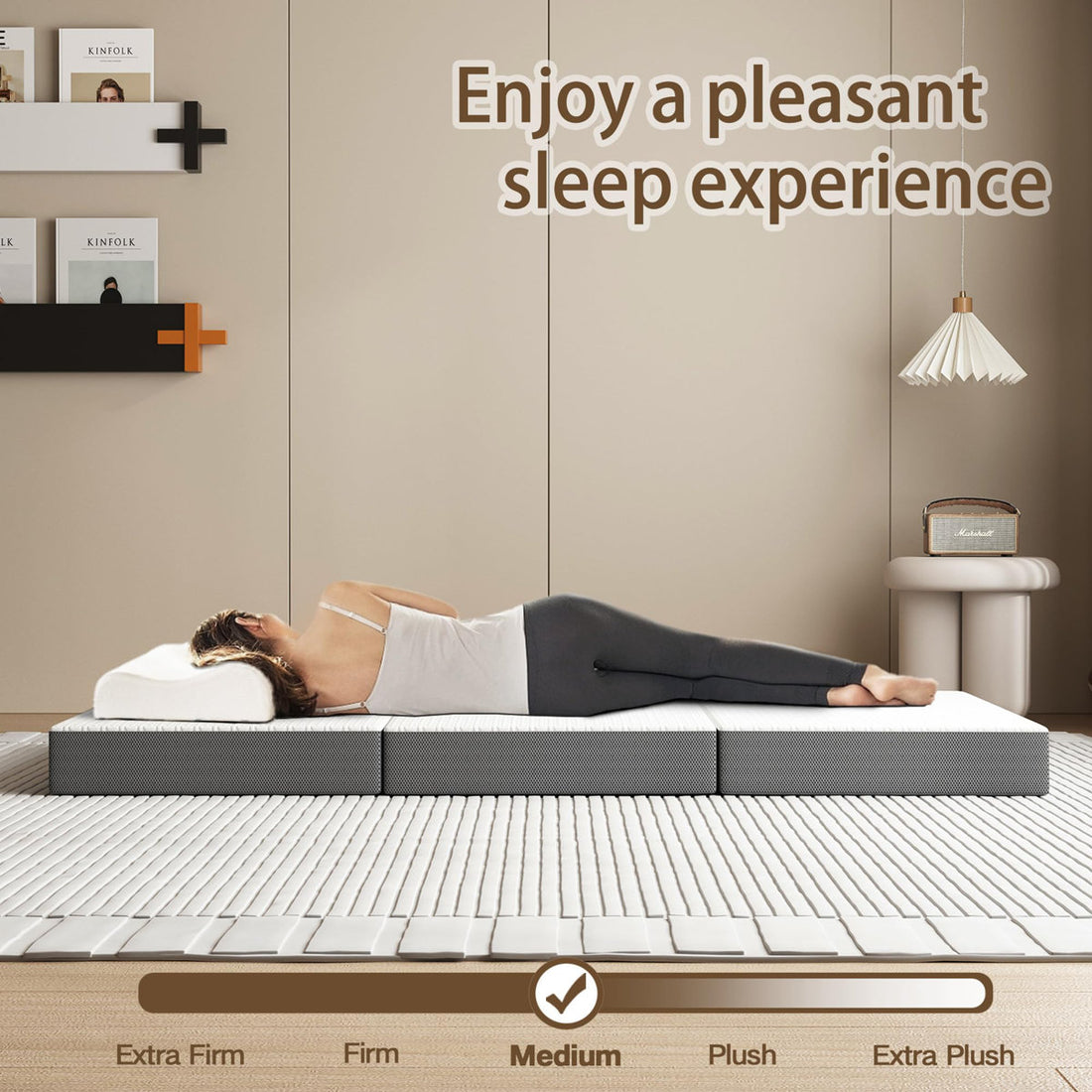 Alwyn Home Tri-fold 6" Memory Foam Mattress,Extra Support Foldable Futon Floor Mattress Pad in a Box , Portable Folding Murphy Bed Mattress