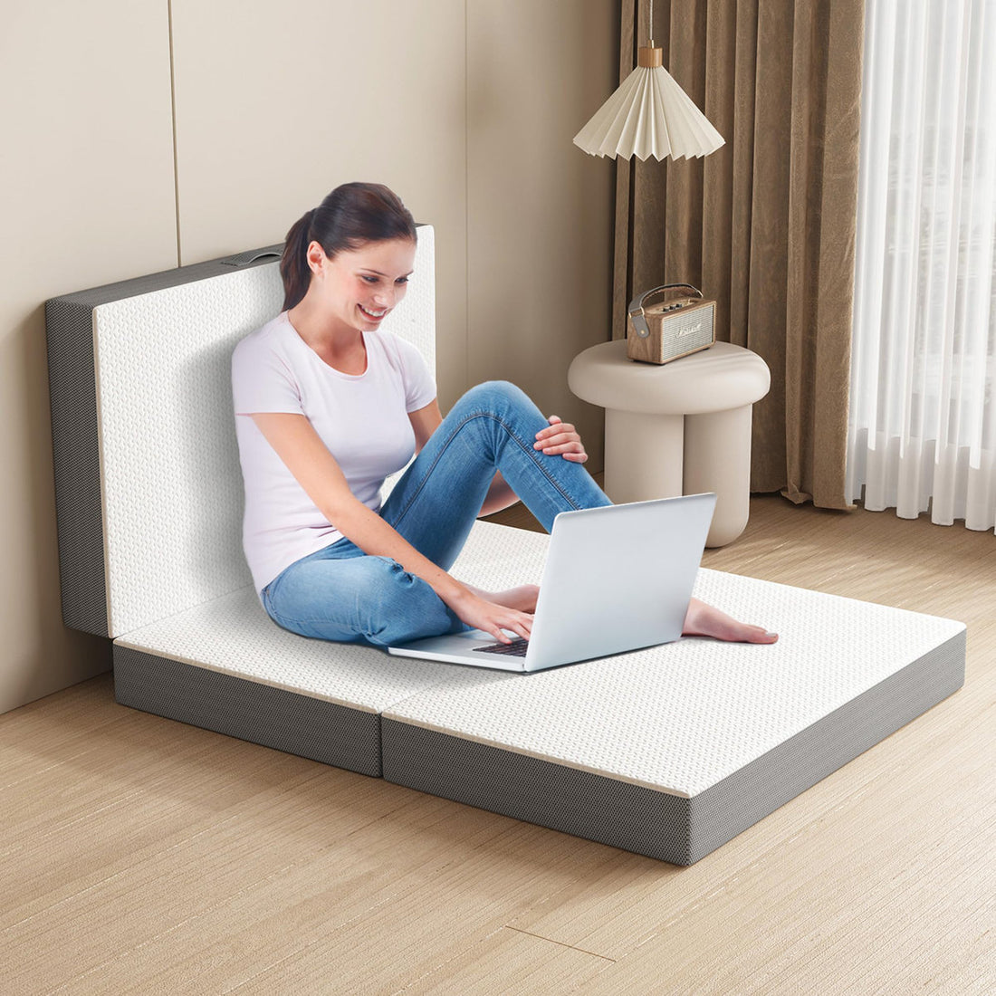 Alwyn Home Tri-fold 6" Memory Foam Mattress,Extra Support Foldable Futon Floor Mattress Pad in a Box , Portable Folding Murphy Bed Mattress