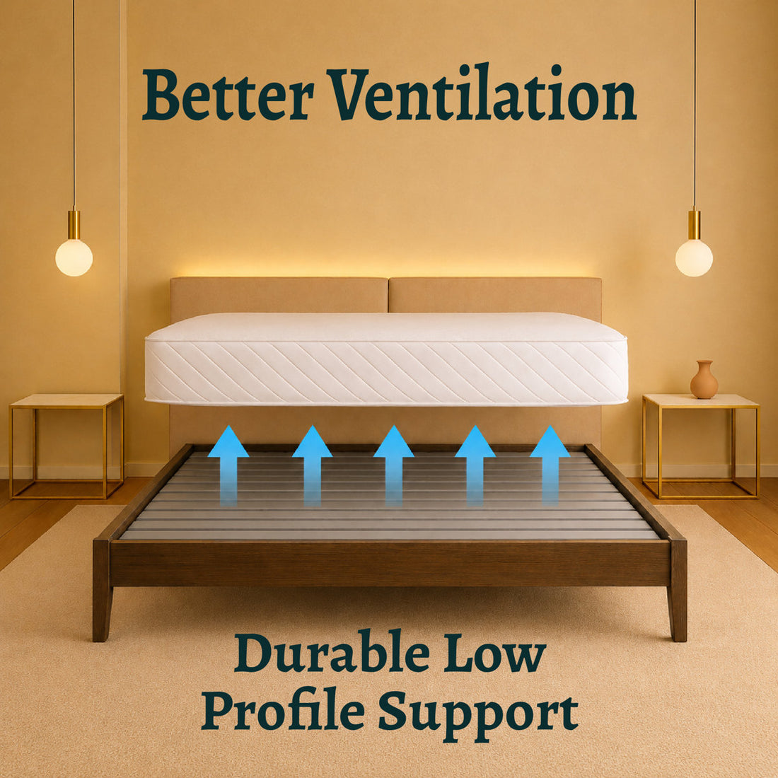Audra Horizontal Mattress Support Wooden Bunkie Board/Slats with Cover